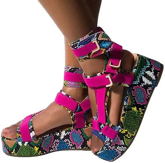 
2021 Summer Women Platform Sandals High Heels Ladies Casual Chunky Heel Gladiator High Top Wedge sandals 