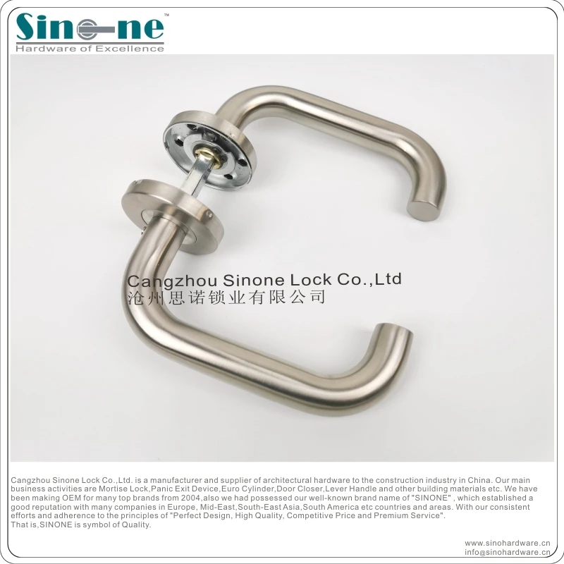 Stainless Steel SS304 Euro door Lever Handle on rose heavy duty spring Fire rated Lever Tube dia19mm EN1906 OEM factory in China