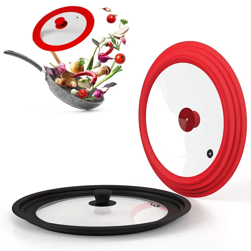 High quality kitchenware in different sizes Heat resistant casserole glass kitchen glass pot lid silicone pot lid