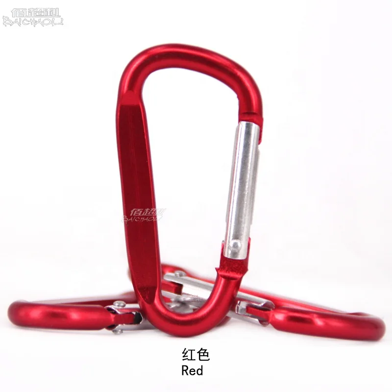baichao 6# D SHAPED 5.2 60mm*31mm*5.2mm  flat promotional keychains lightweight carabiner Metal hook clip Customizable logo