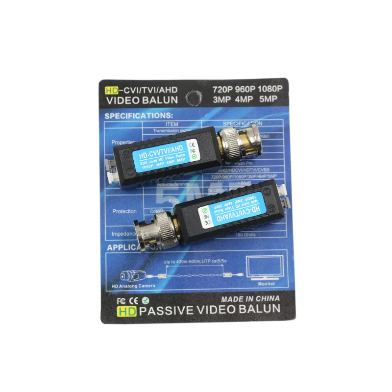 1080p HD-CVI/TVI/AHD/cvbssingle Канал Пассивный utp Видео балун до 600 м в Китае (стандарты CE, FCC, аддитивного цветового пространства (по ограничению на использование опасных материалов в производстве 2 года гарантии для камеры видеонаблюдения