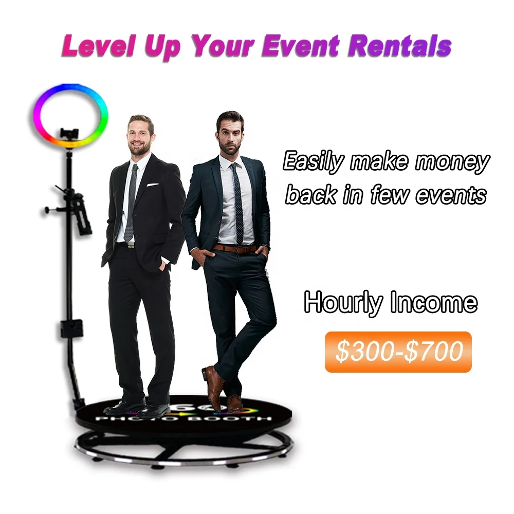 Oux New Vogue 80cm 100cm 115cm Revo Spin 360 Deluxe Led Photo Booth Enclosure Kit 360 Photo Booth with Software