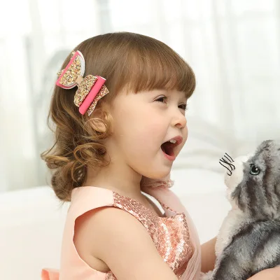 
Glitter Leather Hair Bows Lovely Girls Wedding Party Headwear Hair Clips For Princess Girls Handmade Hairgrips Hair Accessories 