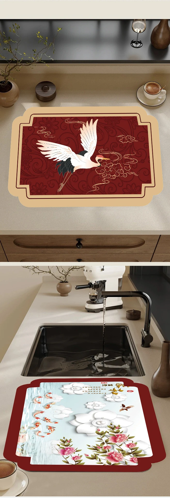 2024 New Luxurious Anti Non Slip Antislip Absorbent Absorbing Floor Door Skymoving Washroom Bath Mats red kichen mat