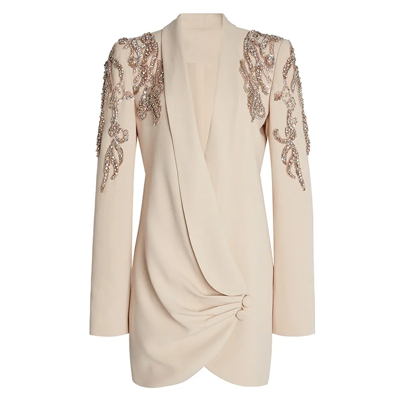 High quality boutique wholesale sequin short solid coats for women 2024 new star fashion diamond loose elegant women blazer