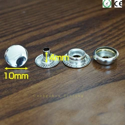 10mm Silver Color Rivet Fasteners Brass Snap Button for Leather