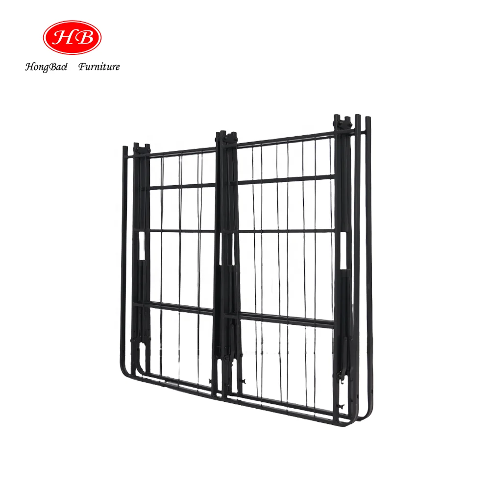 Bedroom Furniture Split Queen Sturdy Steel Folding Metal Platform Bed Base With Small Storage Space