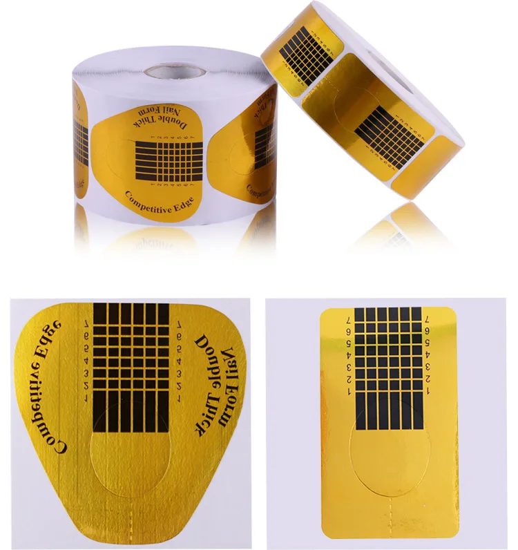 Wholesale Poly gel acrylic powder 500pcs Nail Quick Building Extension Tool Full Cover Mold Square Dual Paper Nail Form