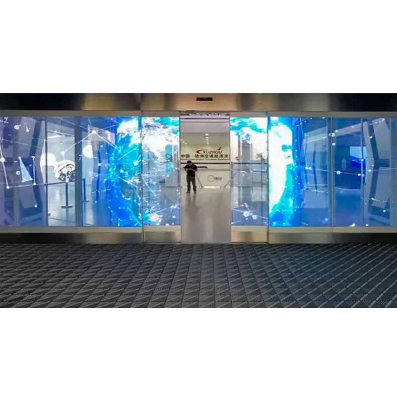 Outdoor P1.25 LED Transparent Film Display High Transparency Foil Film Led Video Wall LED Strip Display Screen