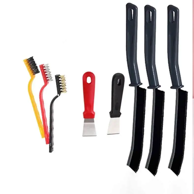 8pcs Kitchen Cleaning Brush Stainless Steel Cooper Wire Crevice Brush Stove Gap Cleaning Brush