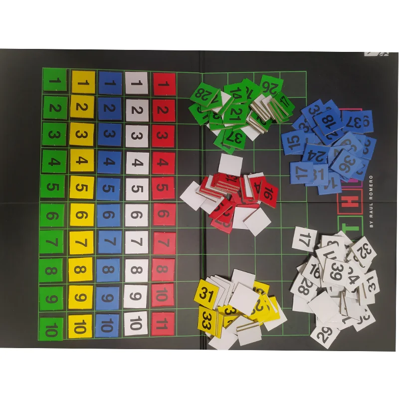 Custom educational board game tile cardboard token with drawstring bag board game cards