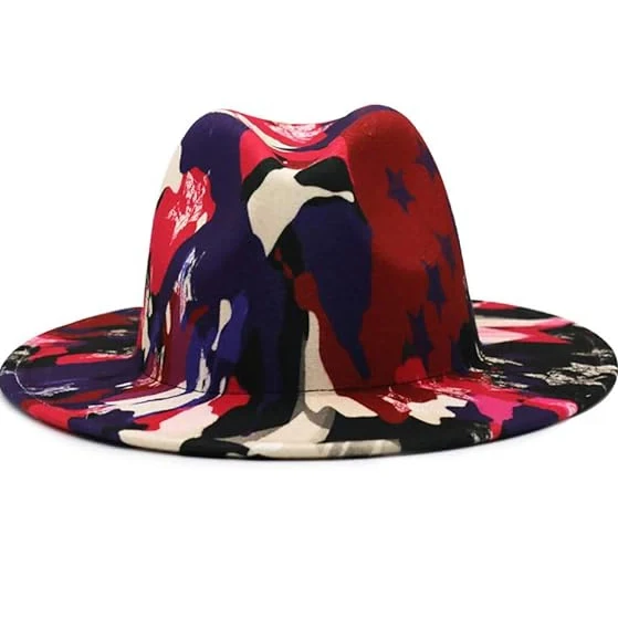 Цветная джазовая шляпа с принтом для мужчин и женщин, шляпа с плоскими полями, фетровая шапка