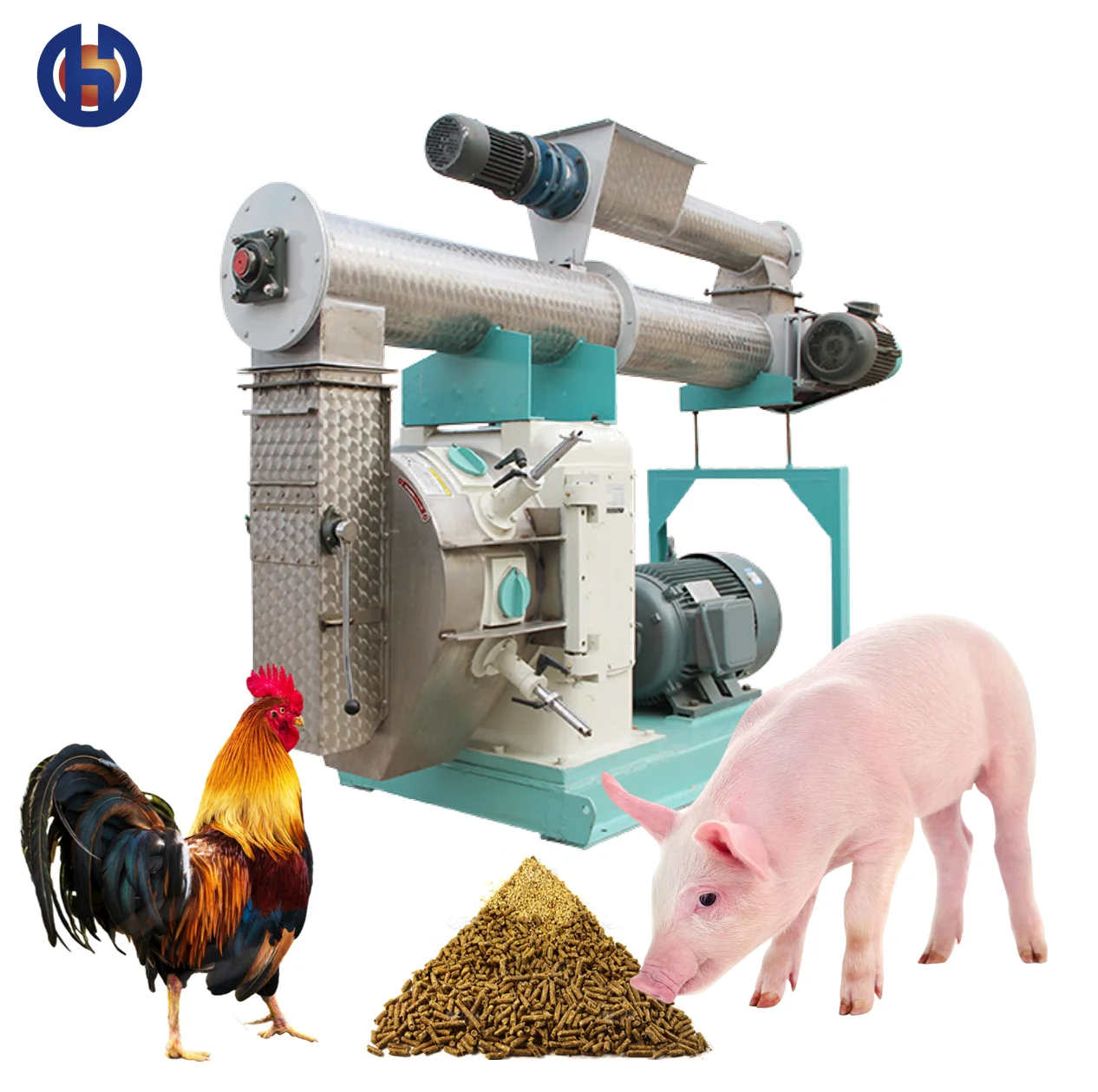 10ton Per Hour Poultry Livestock Complete Pellet Feed Production Line For Chicken Pig Cattle