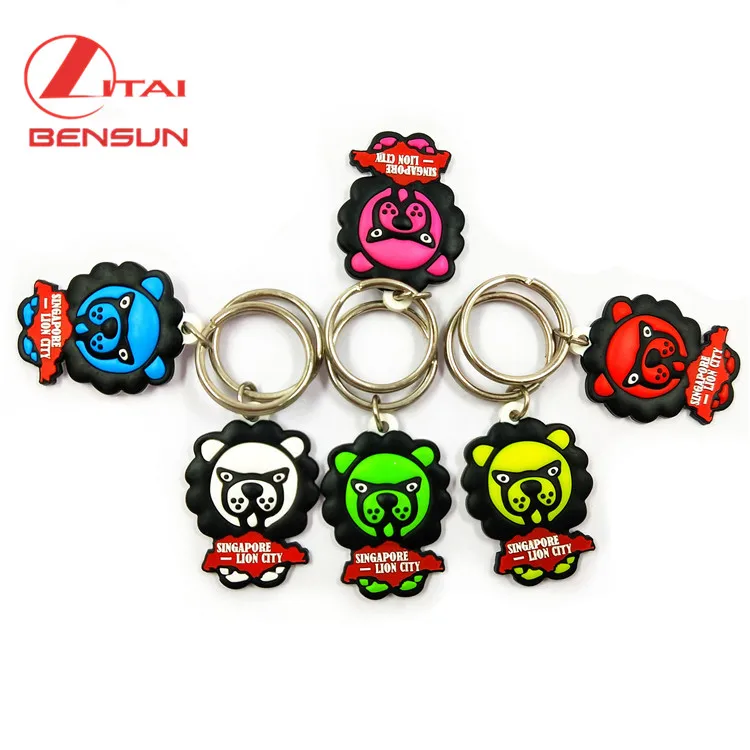 Cheap Factory Price 3D Promotional PVC Keychain Double Faced Animal Lion PVC Rubber Key Chain