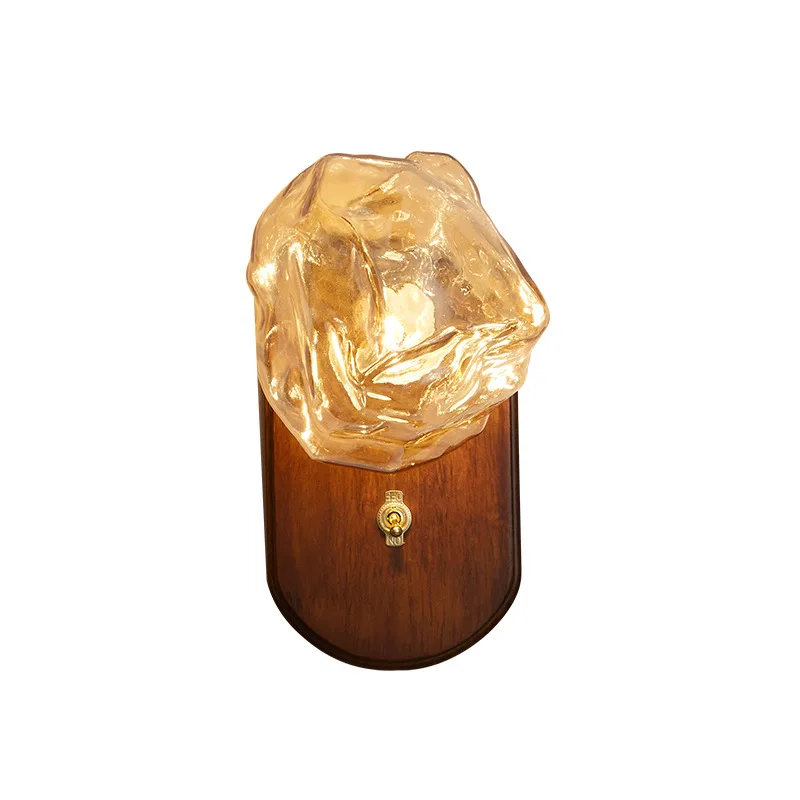 Designer ice wall lamp Japanese retro living room background wall lighting Minimalist master bedroom bedside ambiance lamp