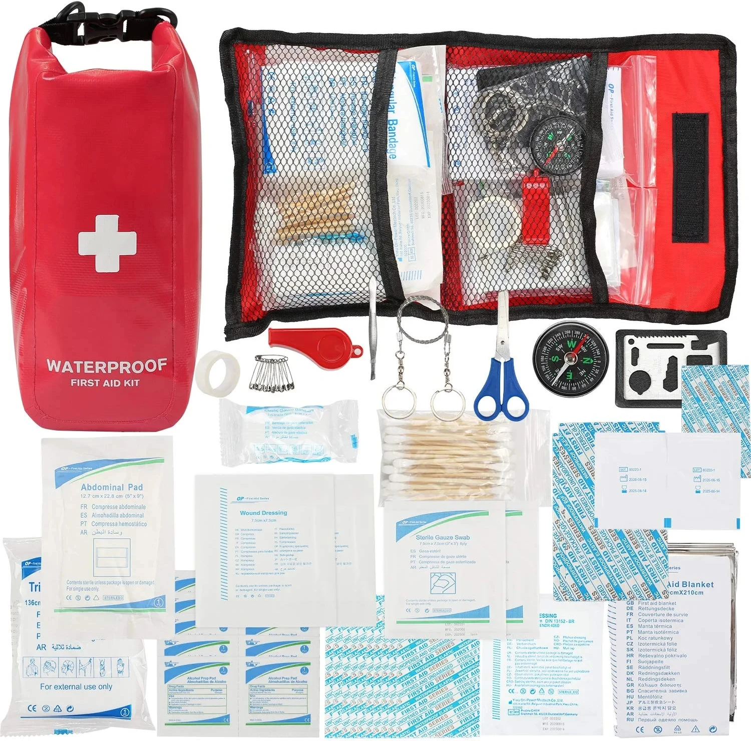 Custom Logo Small Waterproof First Aid Medical Kits With Equipment For Travel Boating Vehicle Sports