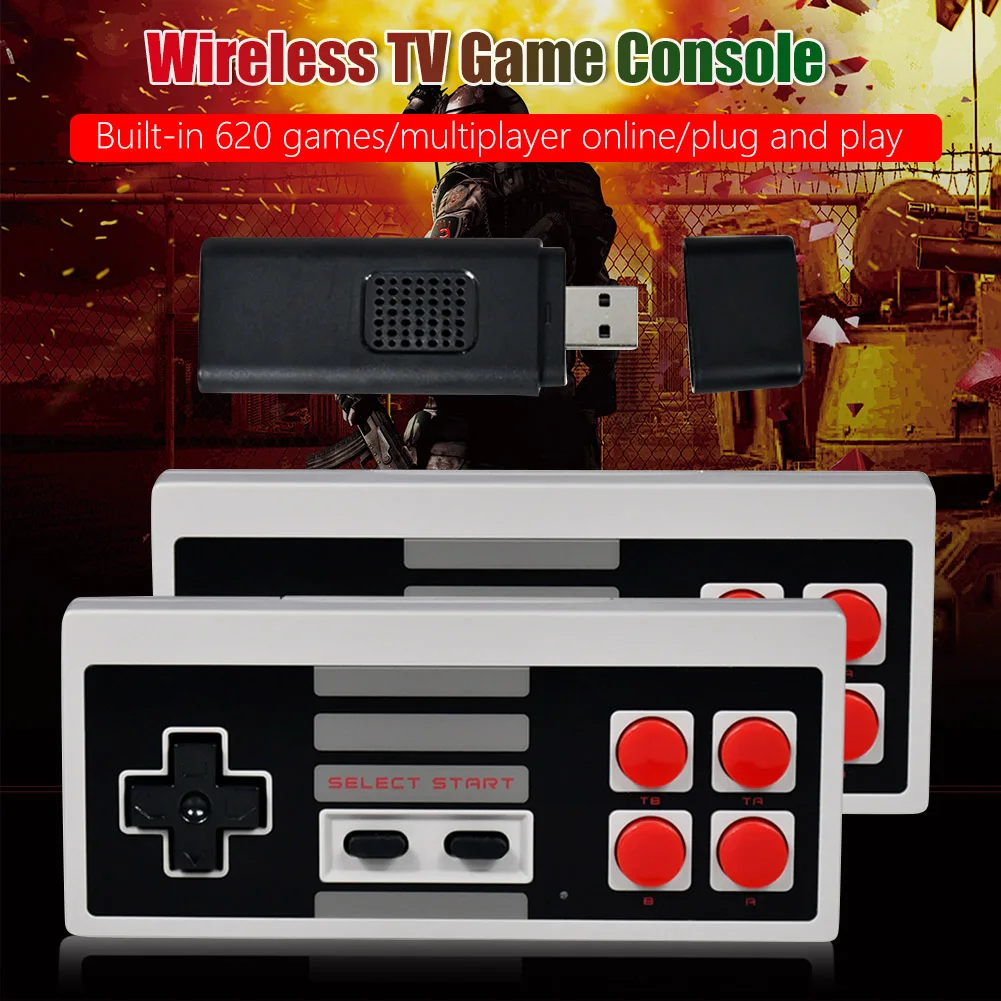 Powkiddy PK02 USB ТВ игровая консоль 8 бит беспроводной контроллер 620 встроенных классических видеоигр джойстик игровой подарок