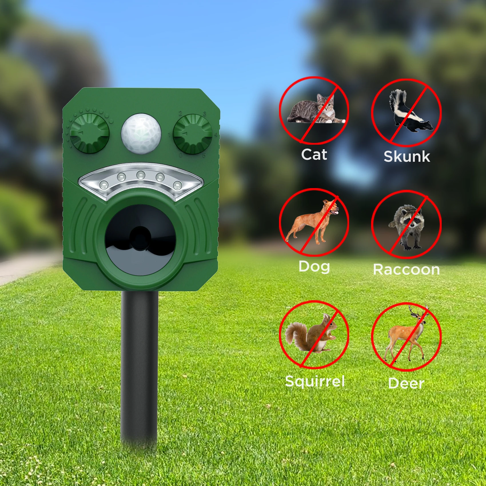 X-pest Motion Sensor Solar Animal Deterrent to Repel Cat Deer Squirrel Rabbit Dog Skunk for Yard Lawn Cat Deterrent Outdoor