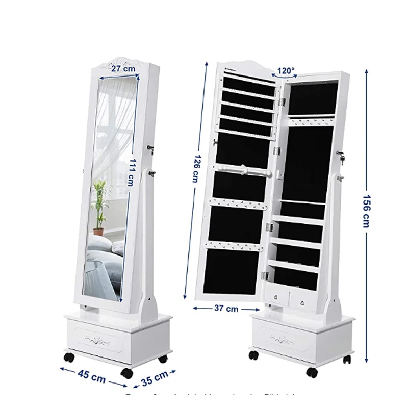 Bedroom Furniture New Design Full Length Jewelry Cabinet with Mirror High Quality Wooden Home Furniture Customized Logo Modern