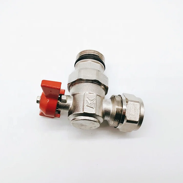 China two ways manual ptfe brass 1inch angle male thread flow control water union ball valve with butterfly handle