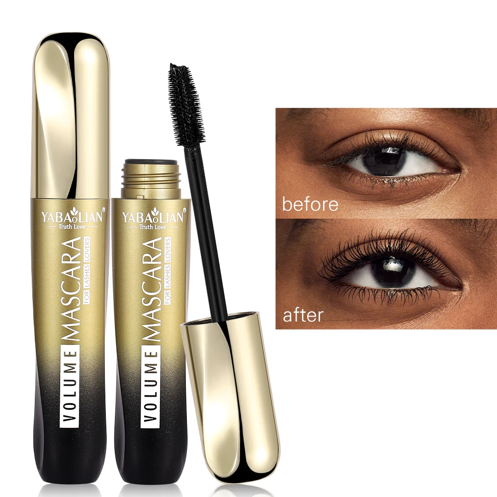 Customize Brand 4D Silk Fiber Lash Mascara Long Curling Volume Express Eyelashes Waterproof Liquid Eye Lashes Extension Mascara