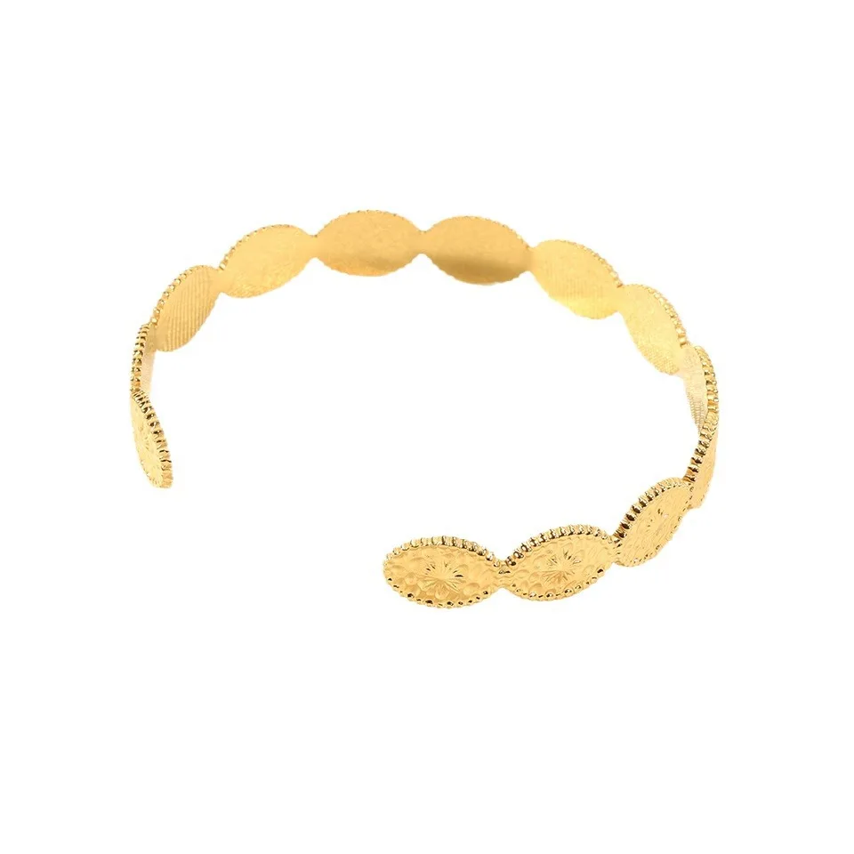 artistic retro oil pressure sunflower round pattern stainless bracelet individuality all kinds of simple bracelet