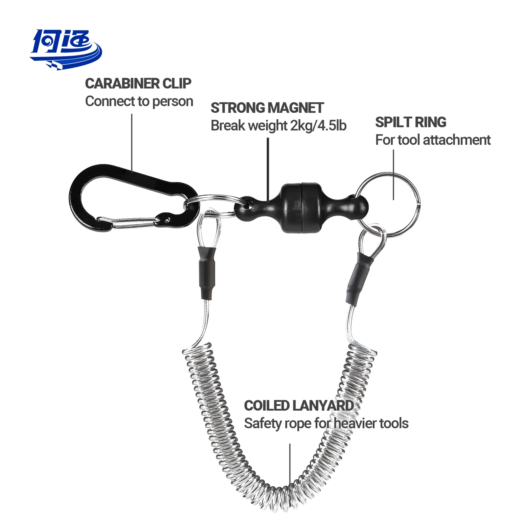 Break weight 2kg/4.5lb Fish Tackle Tools Strong Magnetic Net Quick Release Keychain Connector Clips Net Holder