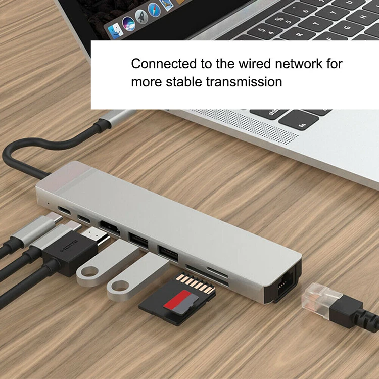  8 в 1 высококачественный алюминиевый сплав Быстрая зарядка USB 3 0 мультимедийный интерфейс высокой четкости Mabook концентратор для монтажа Ethernet