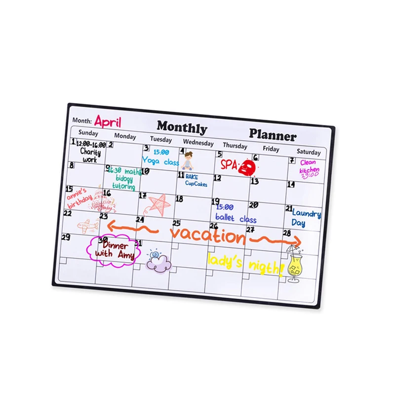 China Market Hot Products Easy Wipe Planner Fridge Dry Erase Magnet Calendar Magnetic Whiteboard Roll