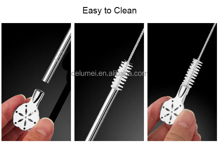 Wholesale Food Grade Silver 304 Stainless Steel Coffee Drinking Yerba Mate Tea Detachable Straw with Filter Spoon