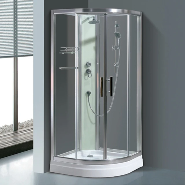 Modern Clear Glass Bathroom Shower Enclosure with Tray Square Aluminum Frame Shower Rooms Stall Kits