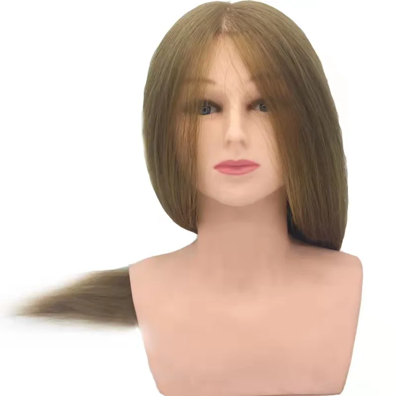 100% Remy Hair Practice Training Doll Head  Mannequin Head with Hair for Salon Beauty School Hairdresser