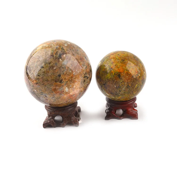 semi-precious stone Online shop natural rock polished stone sphere green mica crystal ball for halloween gift