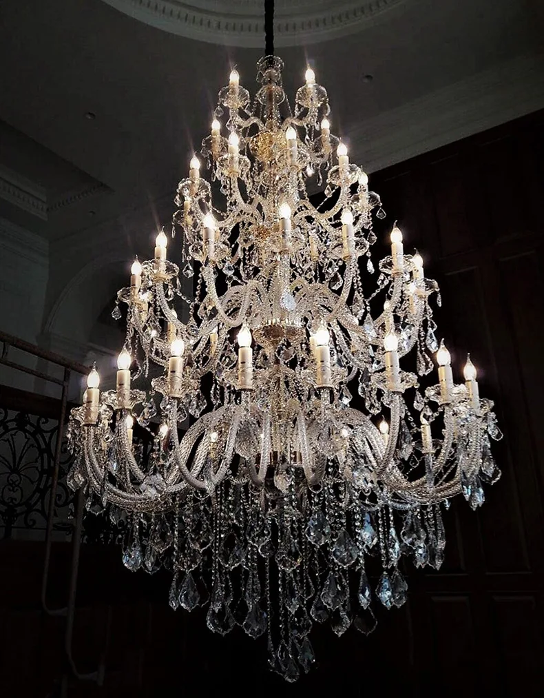 Luxury project champagne Crystal Chandelier Stair Lamp Living Room Smoke crystal Lighting Large ceiling chandeliers LED Lustre