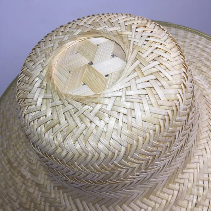 Direct supply custom acceptable large brim Eco-friendly bamboo straw hat