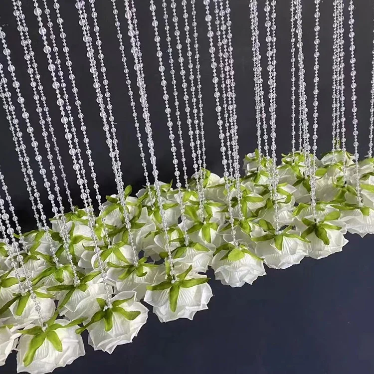 G-077 New arrival hanging rose heads wedding decoration artificial flowers Crystal chain flowers