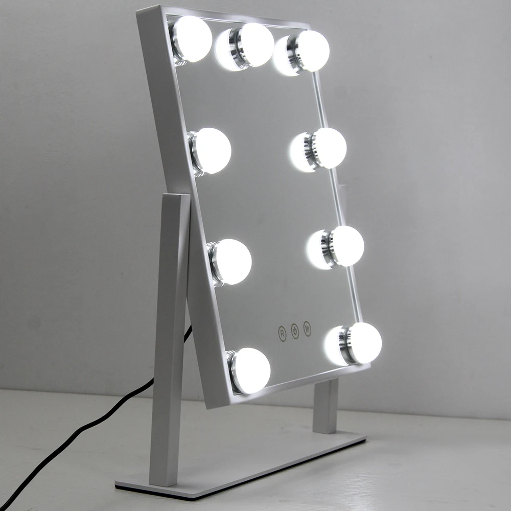 25*30CM Square Frameless Desktop Hollywood Style Led Makeup Vanity Mirror With Lights