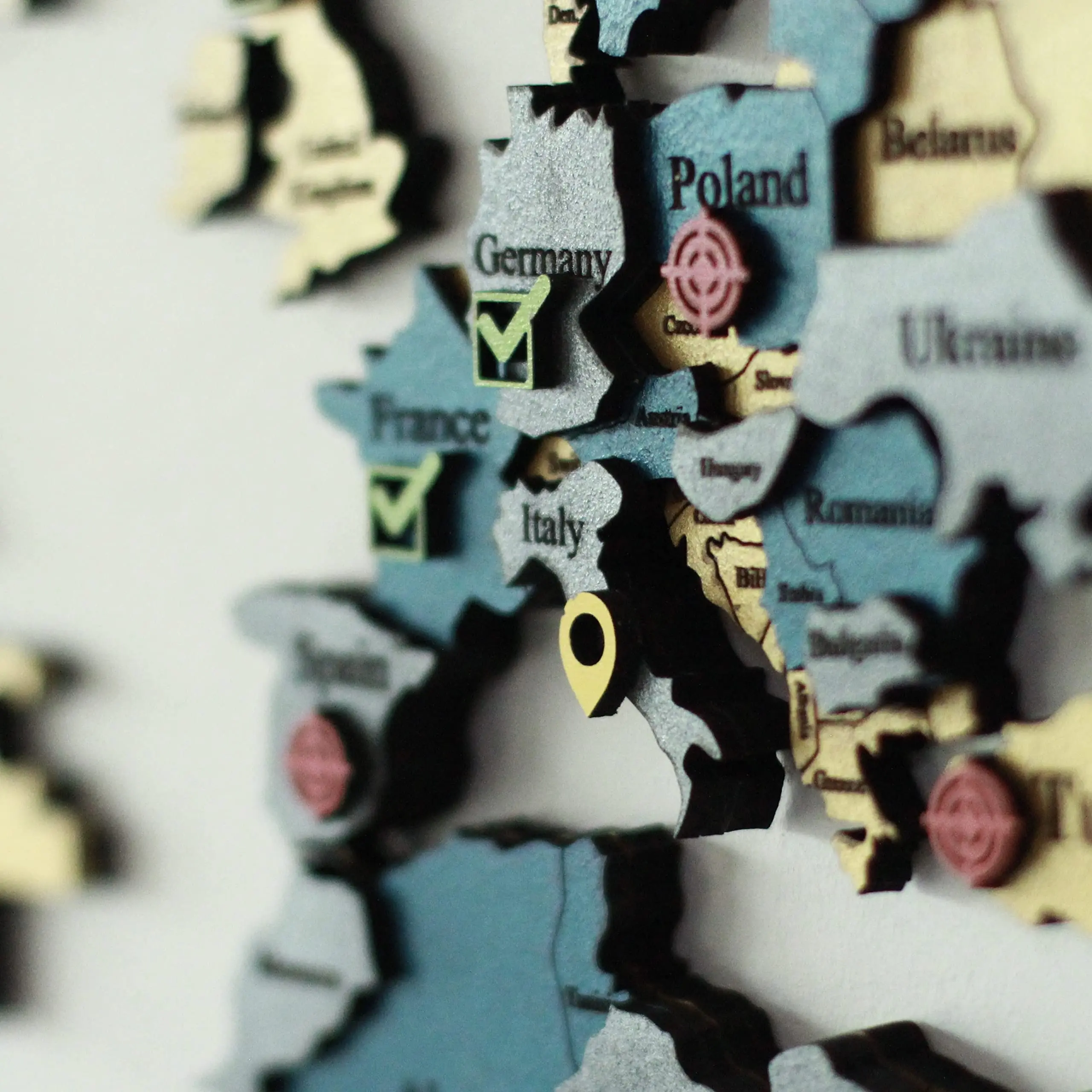 Wholesale Gold Blue Mixed Custom Scratch World Map Wooden World Map