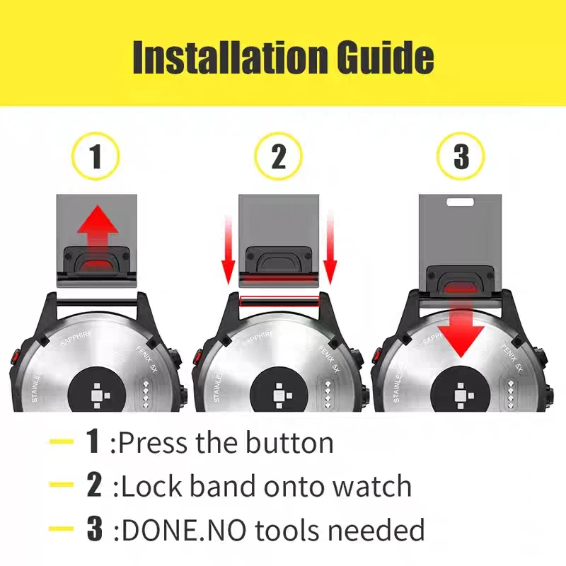 BOORUI Soft Silicone 20mm 22mm 26mm Watch Strap for garmin fenix 5X/fenix3hr band Smart Watch Bands for iwatch