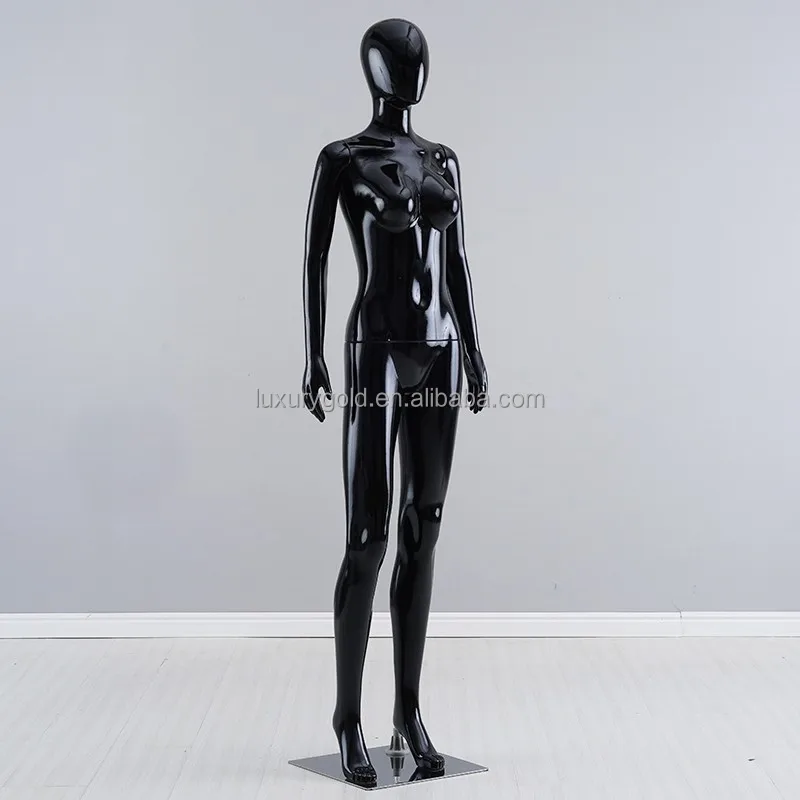 Window Shop Display Clothing Lady Stand Mannequin Women Plastic Full Body Gloss Black Female Mannequin for Sale