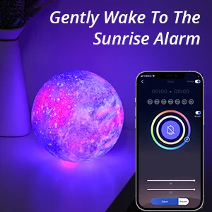 Multi-function 3D Moon Lamp Baby Sleeping Galaxies Lamp Sound Machine Smart APP Control Wake Up Light Alarm Clock BT Speaker