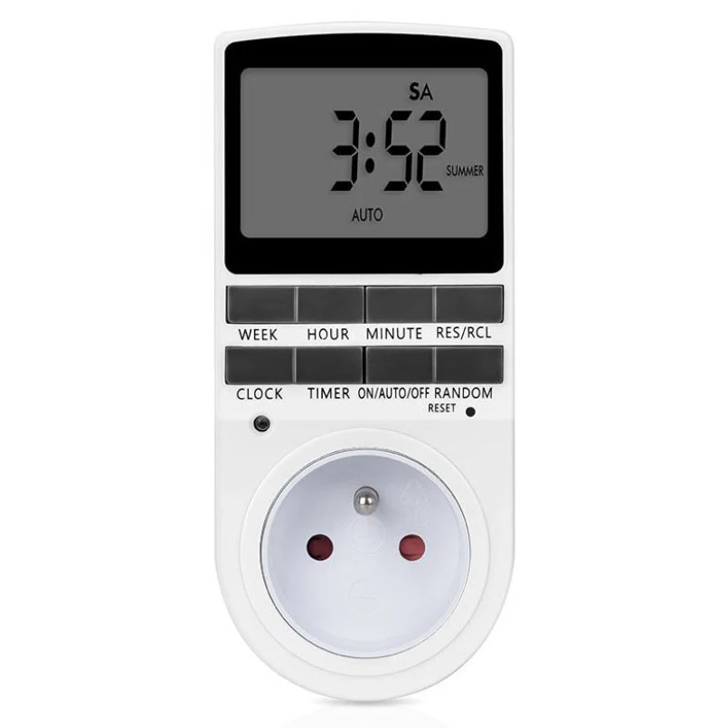 Франция Стандартный 2-контактный штепсельный-программируемый цифровой таймер