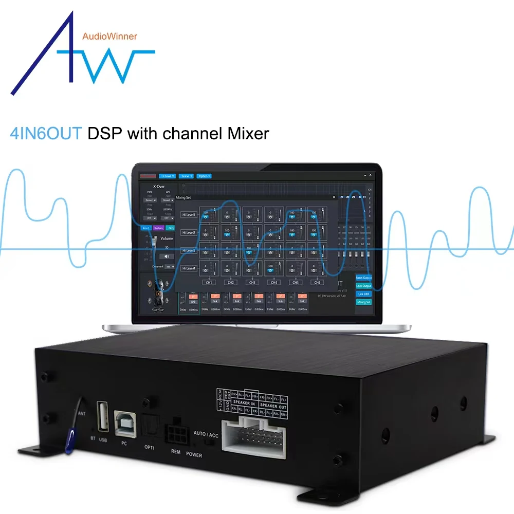 Lowest Price 4 In 6 Out dsp Channel Mixing 4x50w 4 ch Class AB Amp High Performance Audio Car Amplifier With Dsp