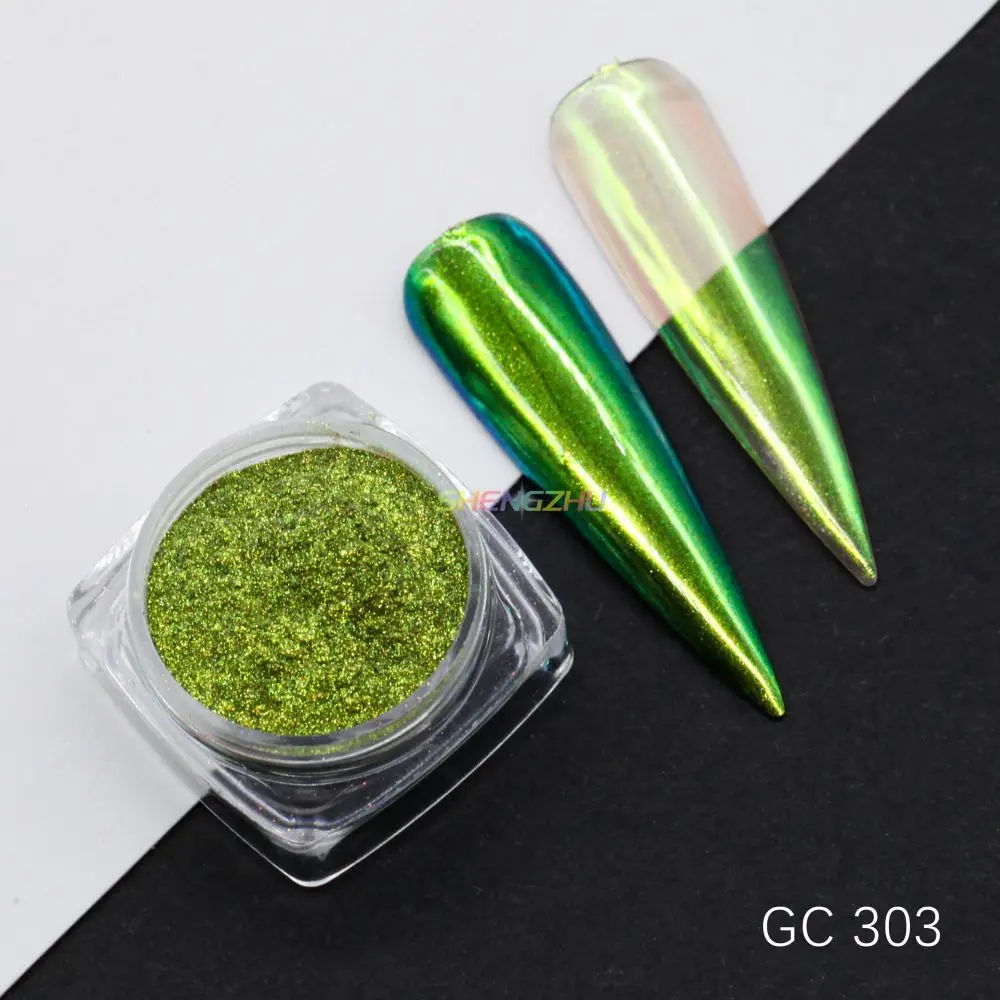 New chrome nail duochrome chameleon multichrome color shifting nail rubbing nailart pigment powder low MOQ customized packing
