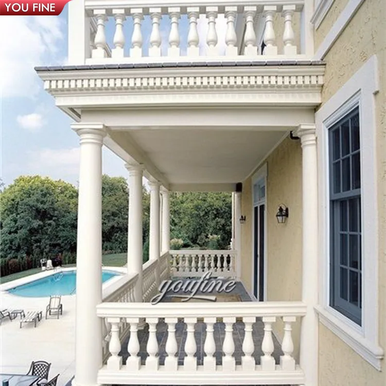 Custom Design Outdoor White Marble Railing Balustrade and Stone Columns
