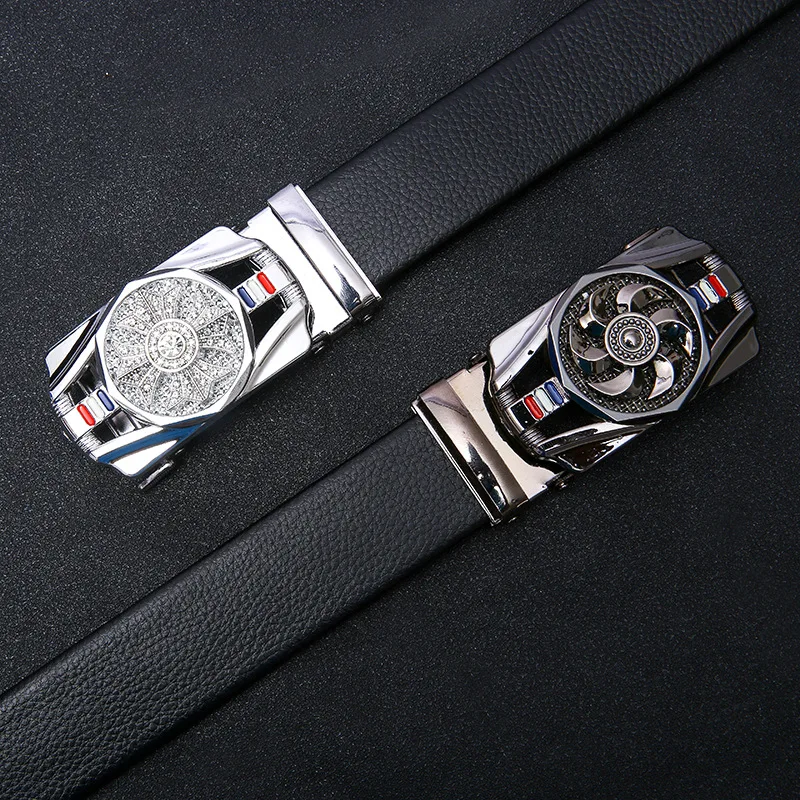 YD7 Four-leaf clover windmill inlaid rhinestone square automatic buckle belt shoes and clothing gift belt spot sales