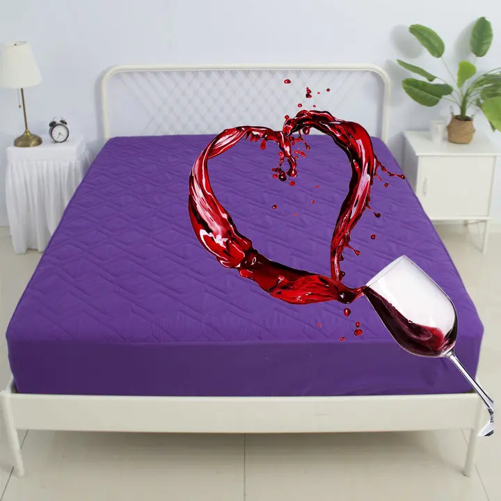 Markdown Sale Bed  Pad 200x220cm Colorful Waterproof Mattress Cover Light Yellow Breathable Cotton  Mattress Cover Waterproof