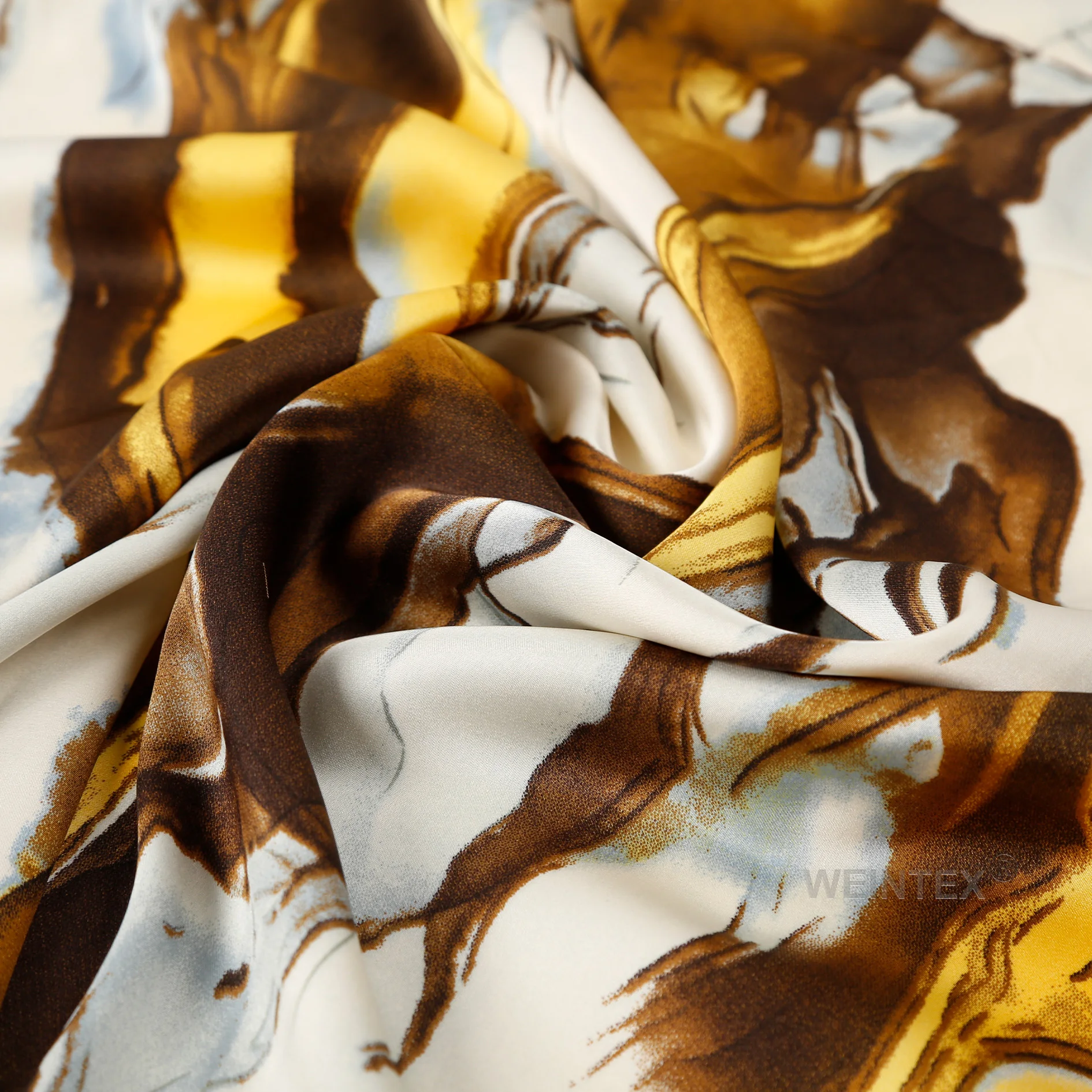 
WI-E03 Newest high quality abstract design printing polyester/spandex elastic silk satin fabric for blouse 