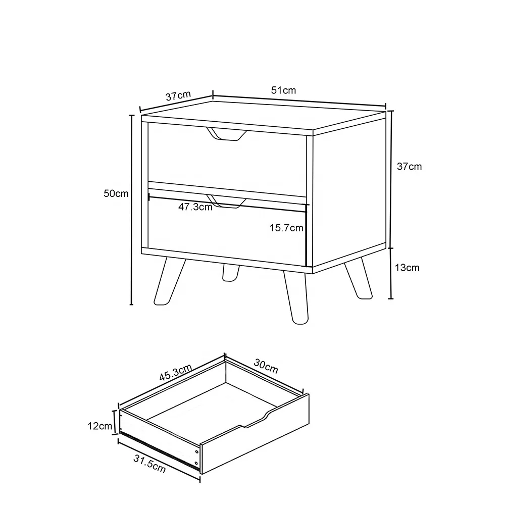 wood material bedroom cabinet 2 drawer sideboard cabinet