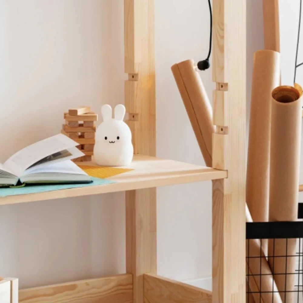 Montessori Children table desks hot sale Wooden study table Bedroom furniture kids tables with storage shelf